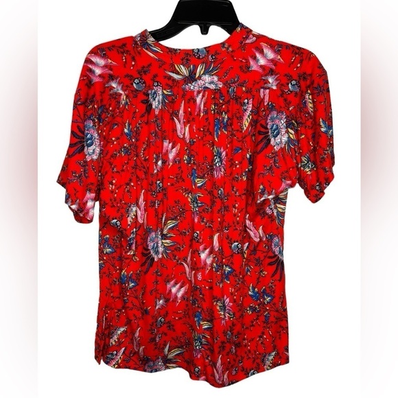Anthropologie Maeve Windham Bright Red Floral Tunic Size Medium - Picture 7 of 10